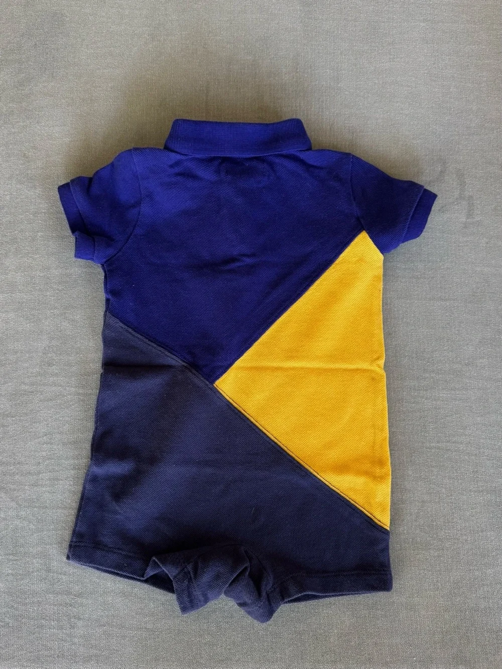 Ralph Lauren Colorblock Polo Romper in Navy, Yellow & Green